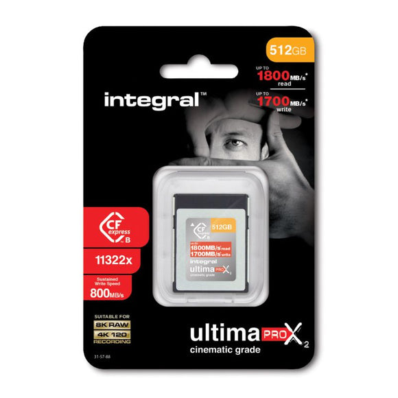 Integral INCFE512G1800/1700/S800 512MB ULTIMAPRO X2 CFEXPRESS Type B 2.0 Card