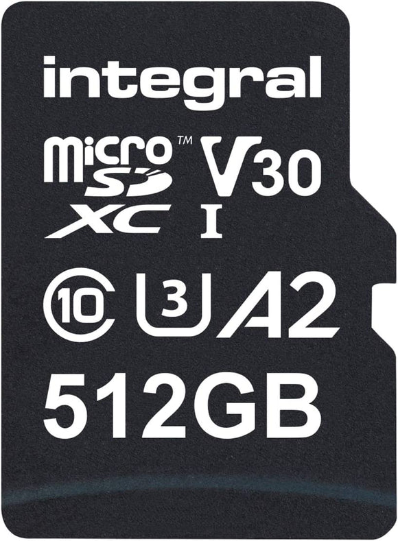 Integral INMSDX512G-180/150V30 512MB Pro High Speed Micro SD Card 180MB/S MICROSDXC V30 UHS-I U3