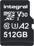 Integral INMSDX512G-180/150V30 512MB Pro High Speed Micro SD Card 180MB/S MICROSDXC V30 UHS-I U3