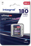 Integral INSDX64G-180V30 PRO High Speed SD CARD 180MB/S SDXC V30 UHS-I U3