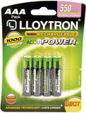 Lloytron NIMH AccuPower Battery AAA 550mAh | 4 Pack