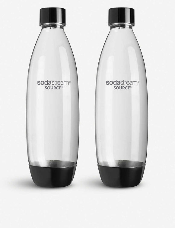 Sodastream Dishwasher Safe 2-Pack 1 Litre Carbonating Bottle | Black