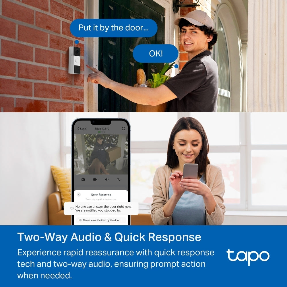 tp-link Tapo TD21 Smart Battery Video Doorbell + Chime Included