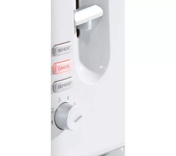 Daewoo 870W 2-Slice Plastic Toaster White/Chrome - SDA1651GE