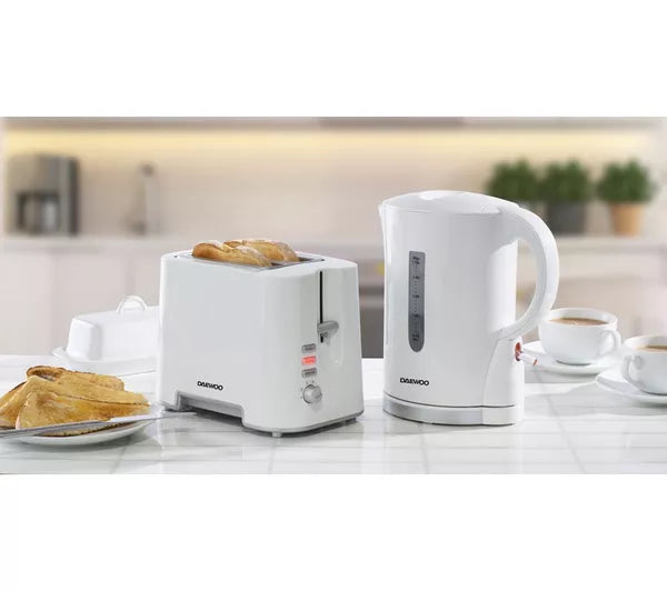Daewoo 870W 2-Slice Plastic Toaster White/Chrome - SDA1651GE