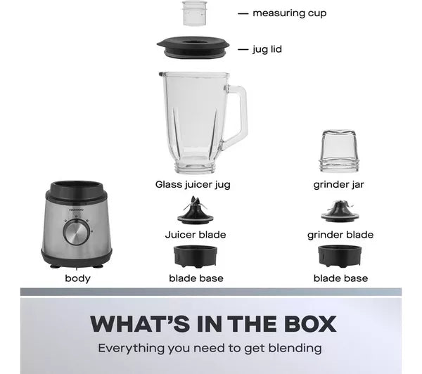 Daewoo 800W Stainless Steel Jug Blender and Grinder