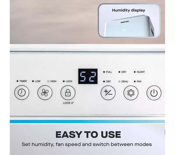 Daewoo 16L Dehumidifier With Air Purifier - COL1671GE