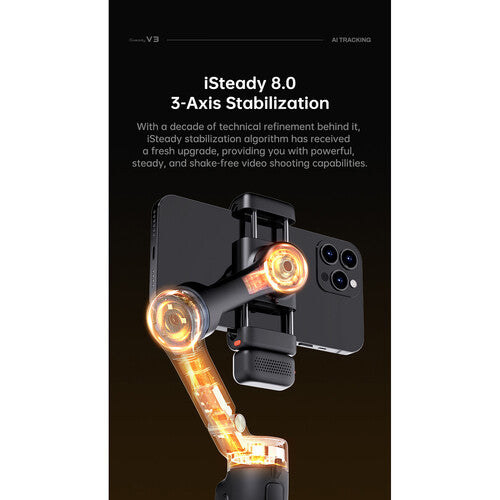 Hohem iSteady V3 AI Smartphone Gimbal with AI Tracker - Black - HPG-V3-BLK