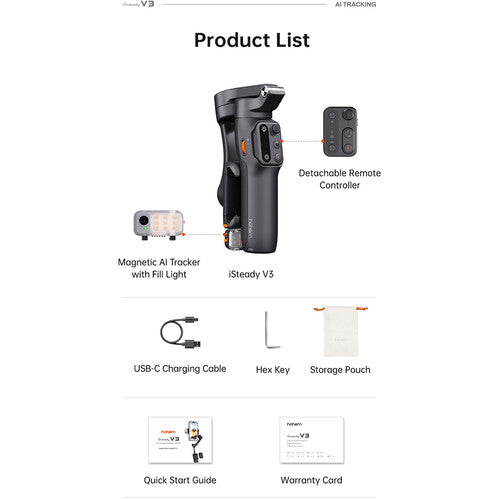 Hohem iSteady V3 AI Smartphone Gimbal with AI Tracker - White - HPG-V3-WTH