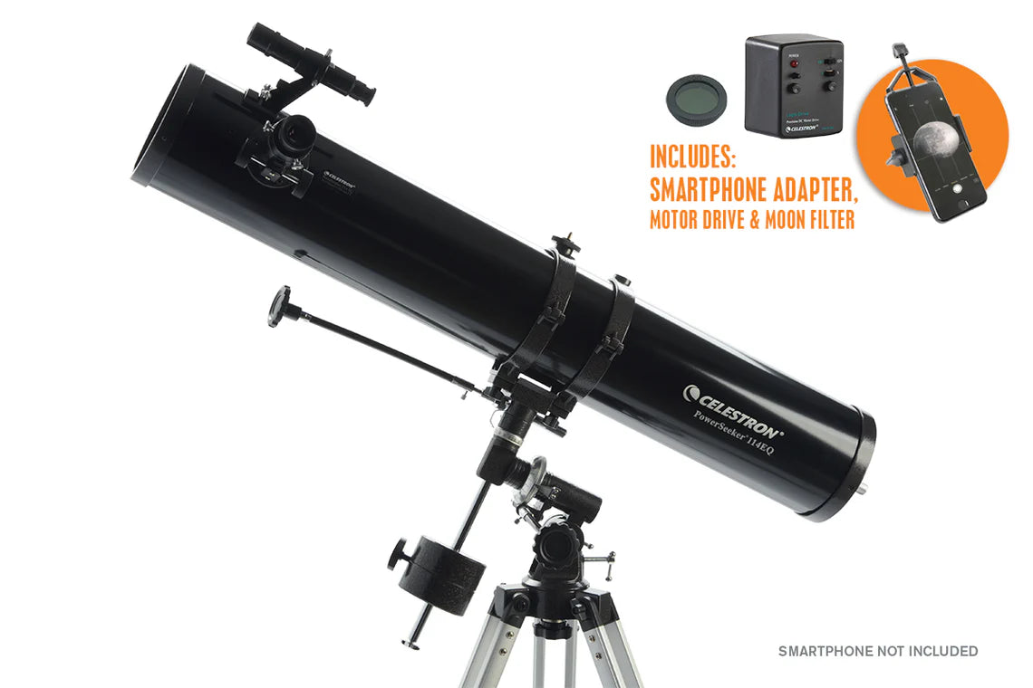 Celestron PowerSeeker 114EQ with Motor Drive and Phone Adapter