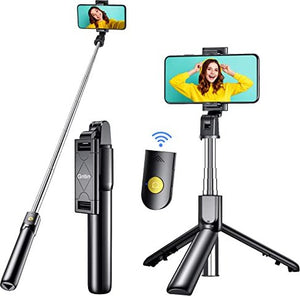 Gritin Extendable and Portable Selfie Stick, 3 in 1 Bluetooth Selfie Stick Tripod | G3900