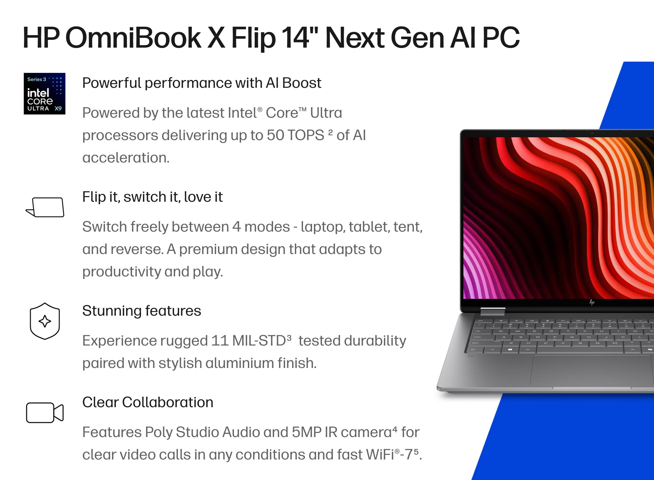 HP OmniBook X Flip 2-in-1 Laptop Next Gen AI 14-fm0005na (BG3F1EA)