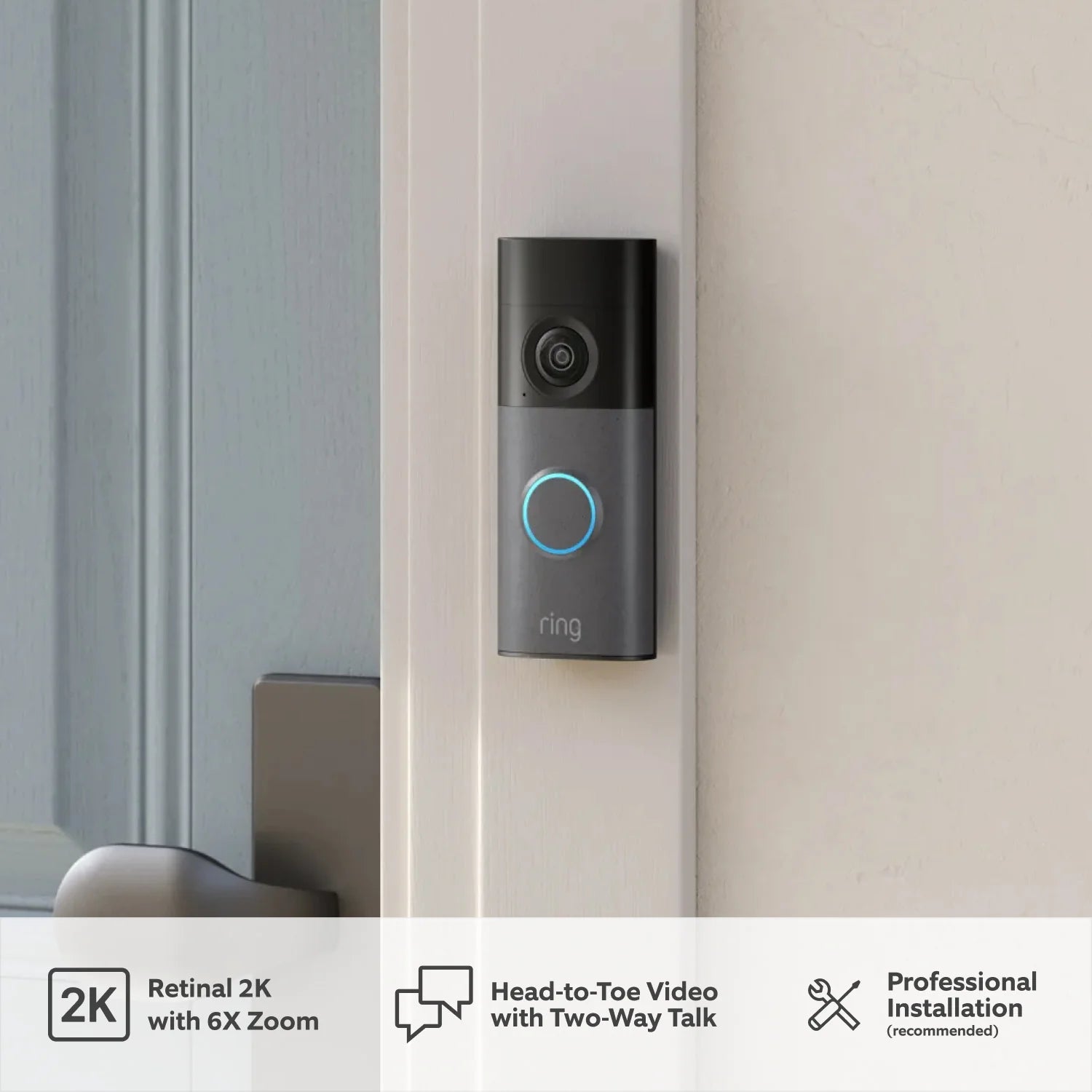Ring Battery Retinal 2K Video Doorbell (Newest Gen) - Speckled Grey