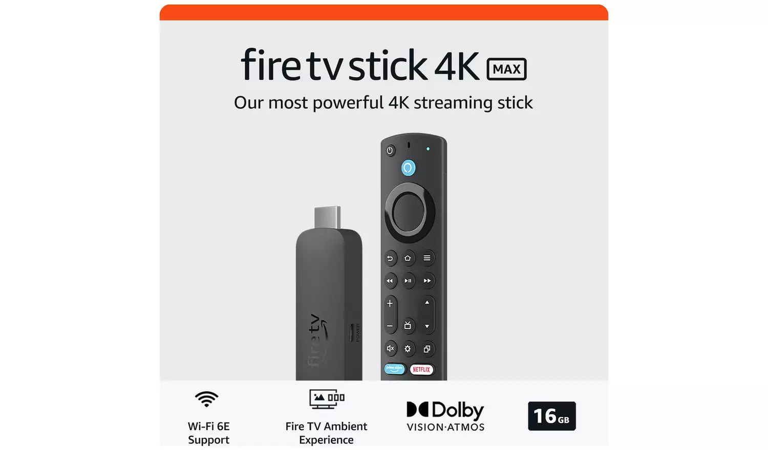 Amazon Fire TV Stick 4K Max with Alexa, 4K Ultra HD & Live TV - 458/3420
