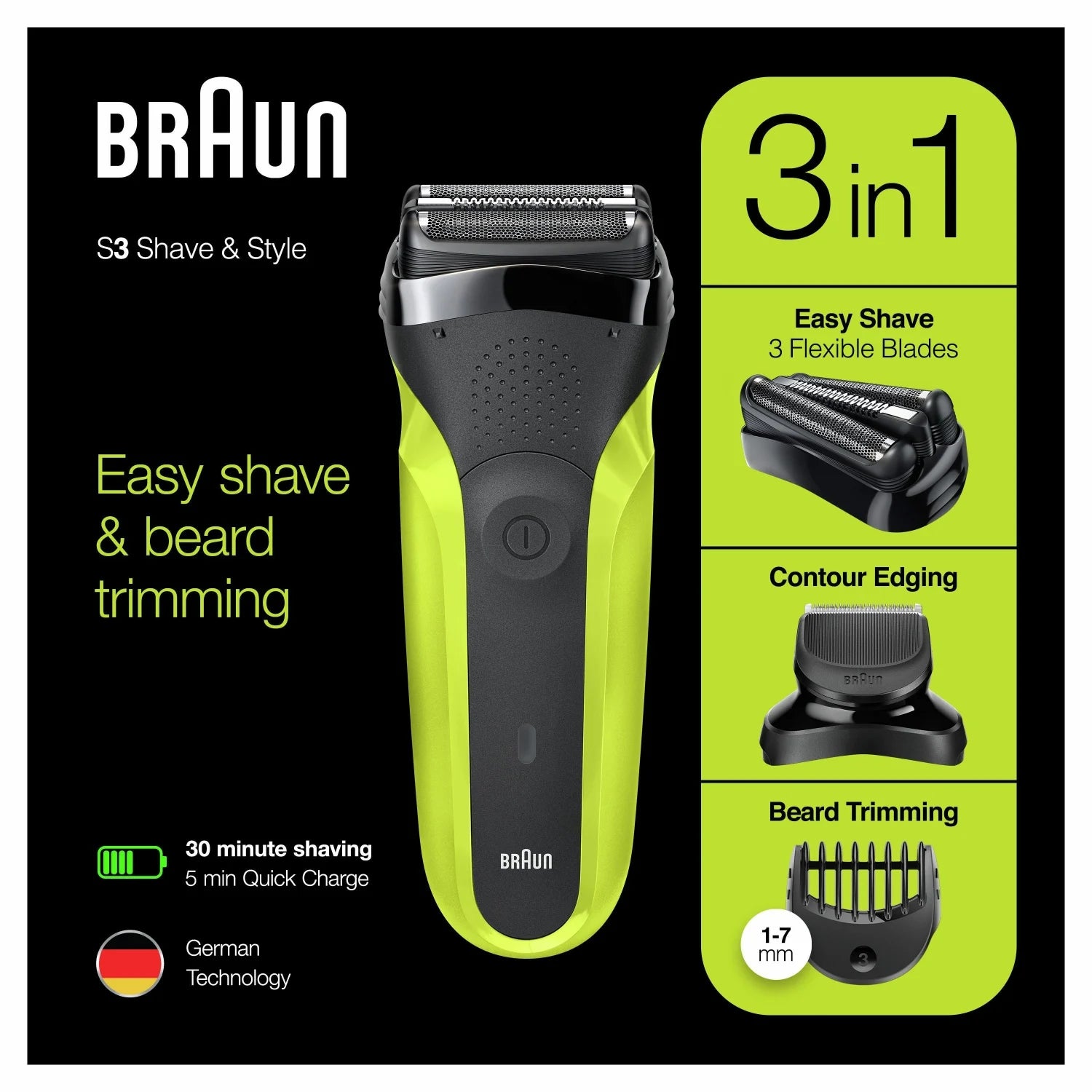 Braun S3 3 in 1 300BT shaver