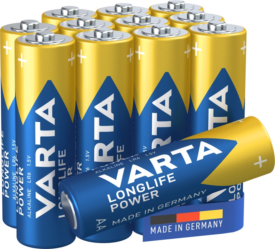 Piles alcalines longue durée Varta AA (paquet de 12)