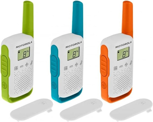 Motorola Talkabout T42 2-Way Walkie Talkie Portable Radio’s x 3 Green, Blue and Orange