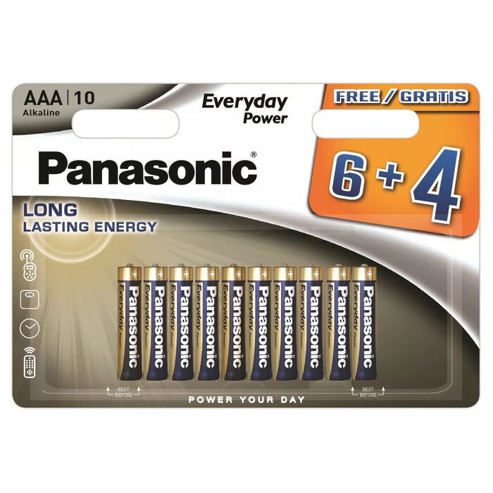 Pilas alcalinas Panasonic Everyday Power tamaño AAA | Paquete de 10