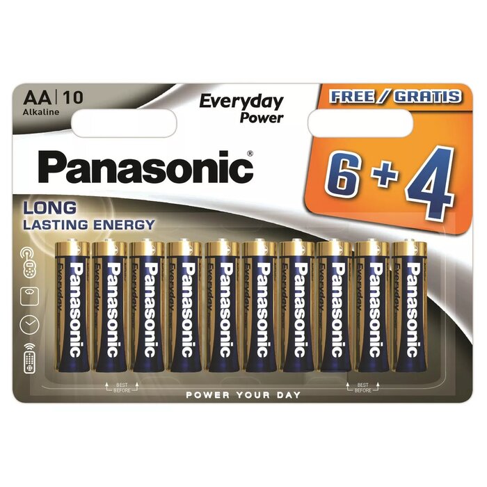 Pilas alcalinas Panasonic Everyday Power tamaño AA | Paquete de 10