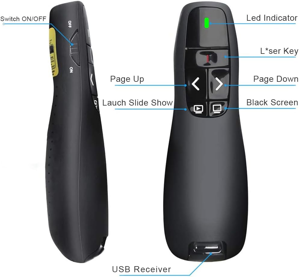 VOVIGGOL USB/Type-C 2 in 1 Rechargeable Wireless Presenter Clicker