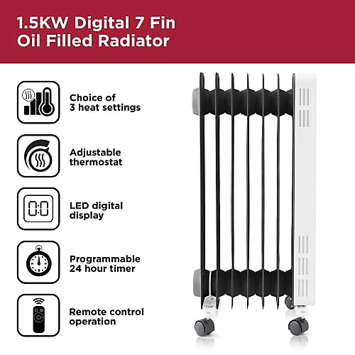 Black+Decker 1.5KW Digital Oil Filled Radiator | BXRA43011GB