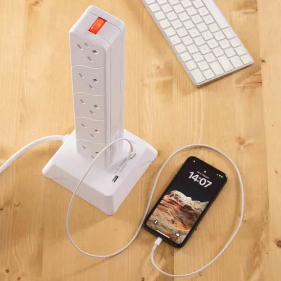 Daewoo 10-Gang 2M Tower Extension With Surge & 2 USB