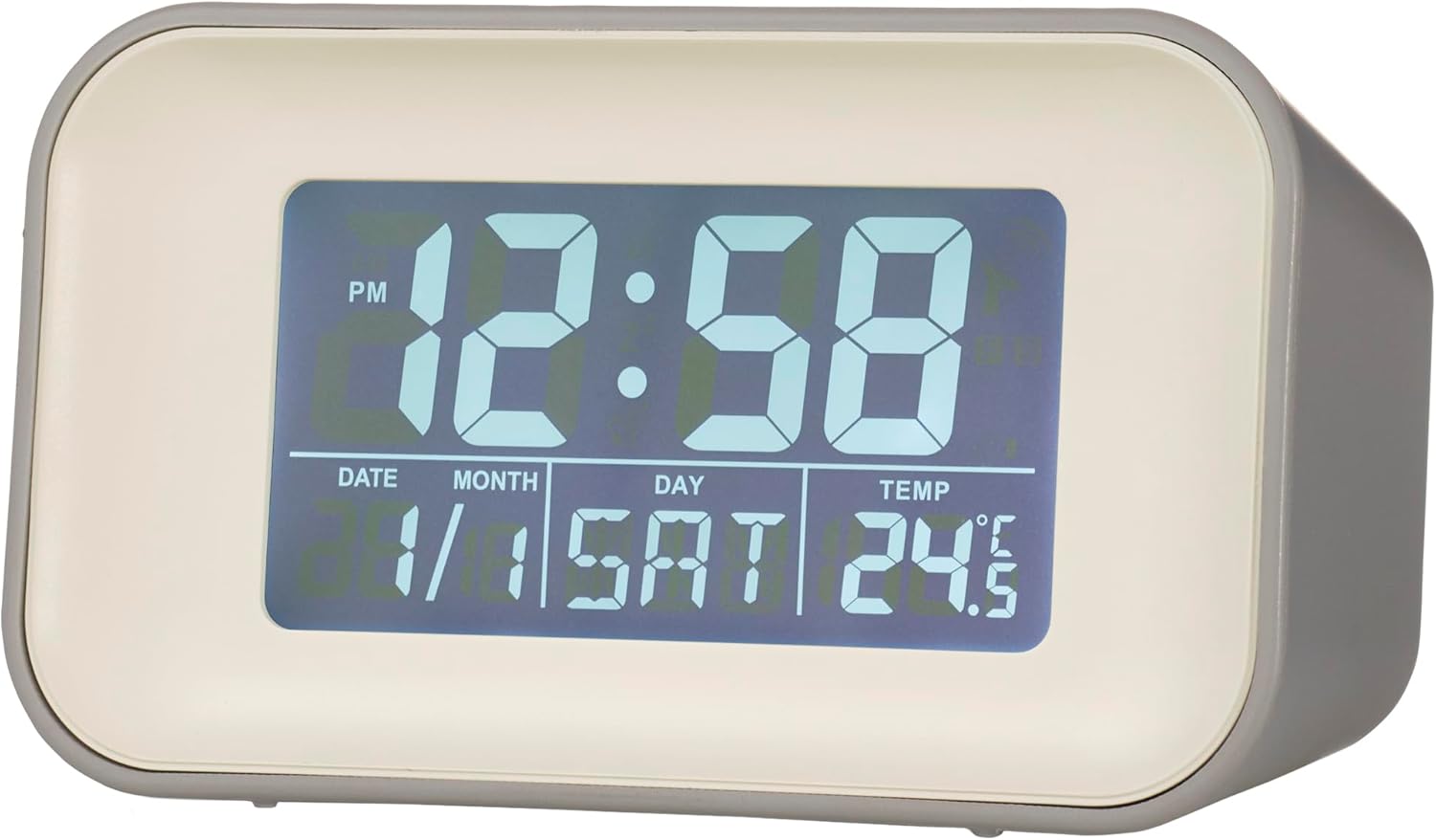 Acctim Alta Retro Digital Alarm Clock Crescendo Alarm Date & Temperature Display Owl Grey