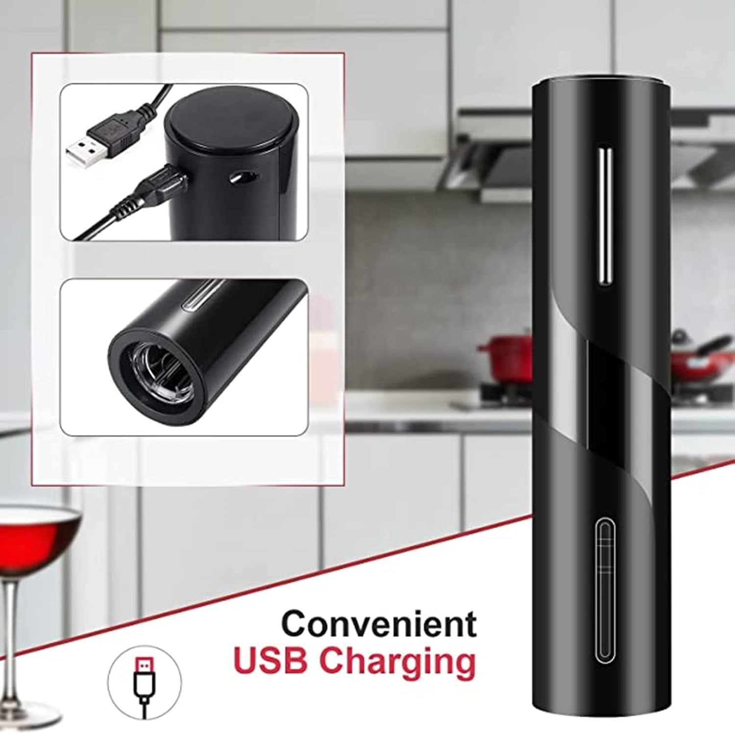 Rechargeable Electric Wine Opener | Black