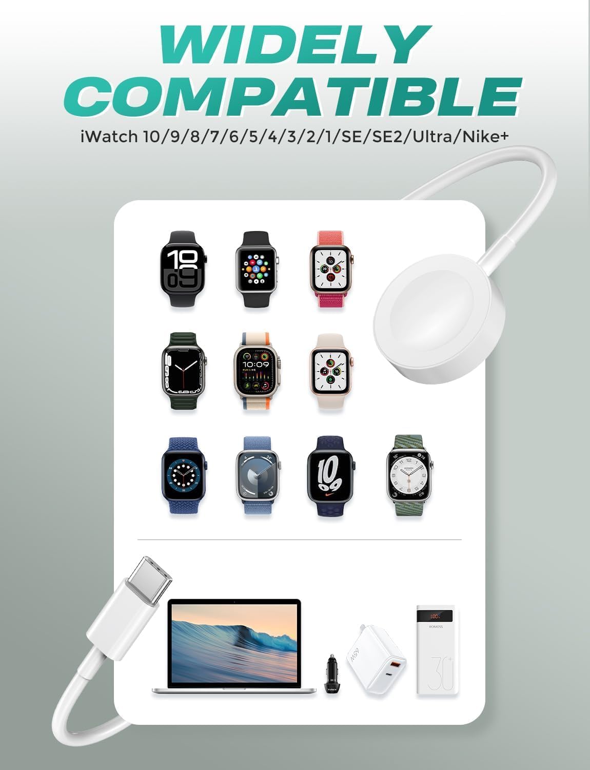 Amasuki 2 Pack USB C Magnetic Charger To iWatch