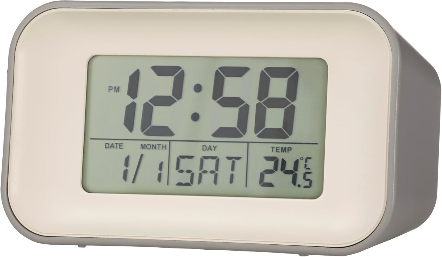 Acctim Alta Retro Digital Alarm Clock Crescendo Alarm Date & Temperature Display Owl Grey