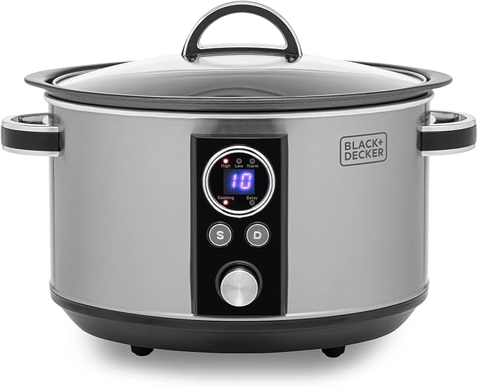BLACK+DECKER 6.5L Digital Sear & Stew Slow Cooker, Stainless Steel | BXSC16045GB