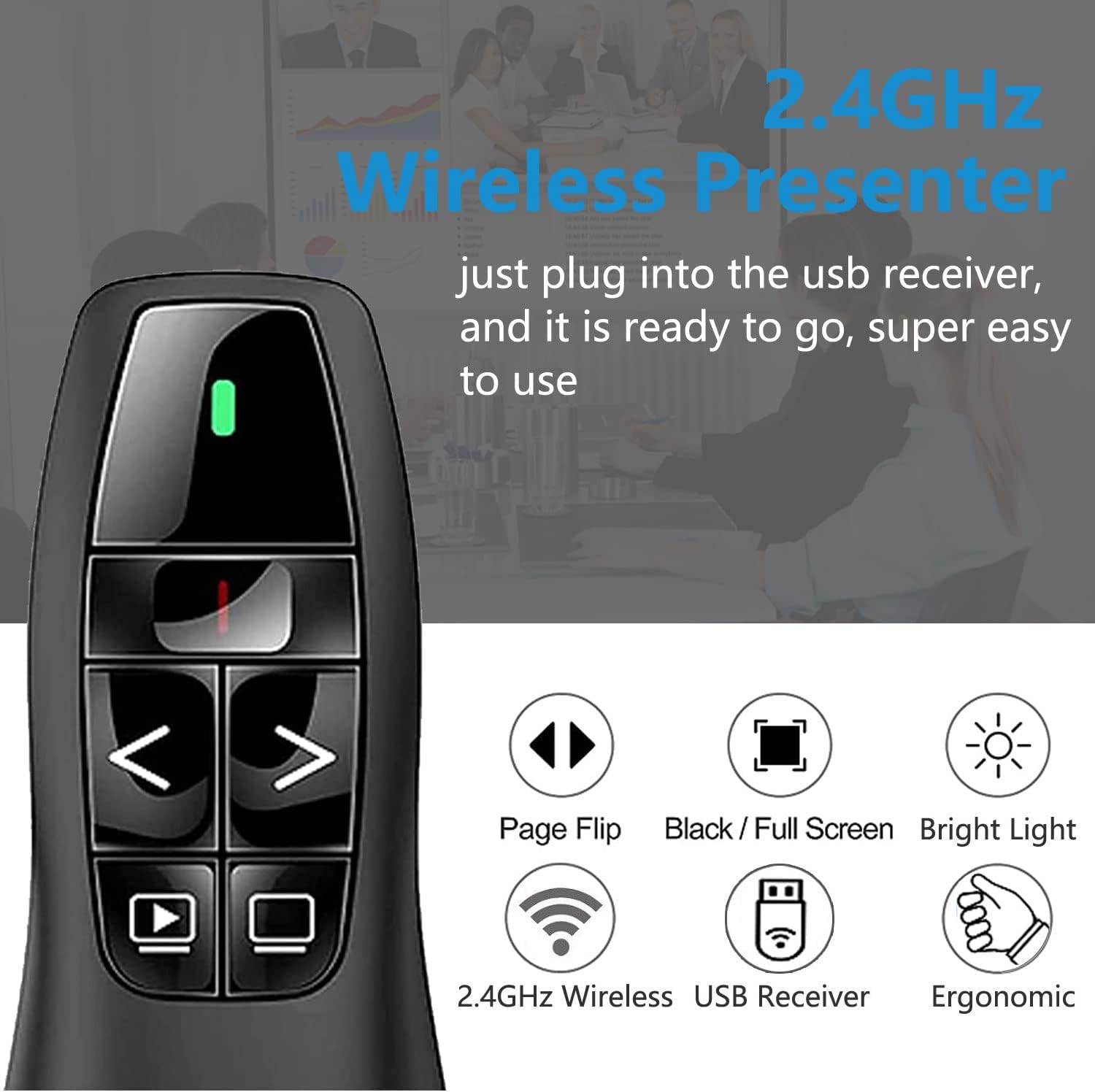 VOVIGGOL USB/Type-C 2 in 1 Rechargeable Wireless Presenter Clicker