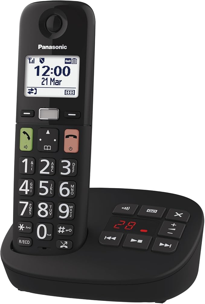 Teléfono inalámbrico Panasonic de teclas grandes, un solo auricular | KX-TGU130EB