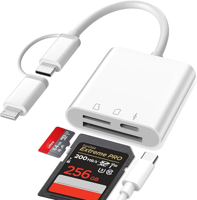 MicroSD Card Reader 3-in-1 Lightning and USB-C