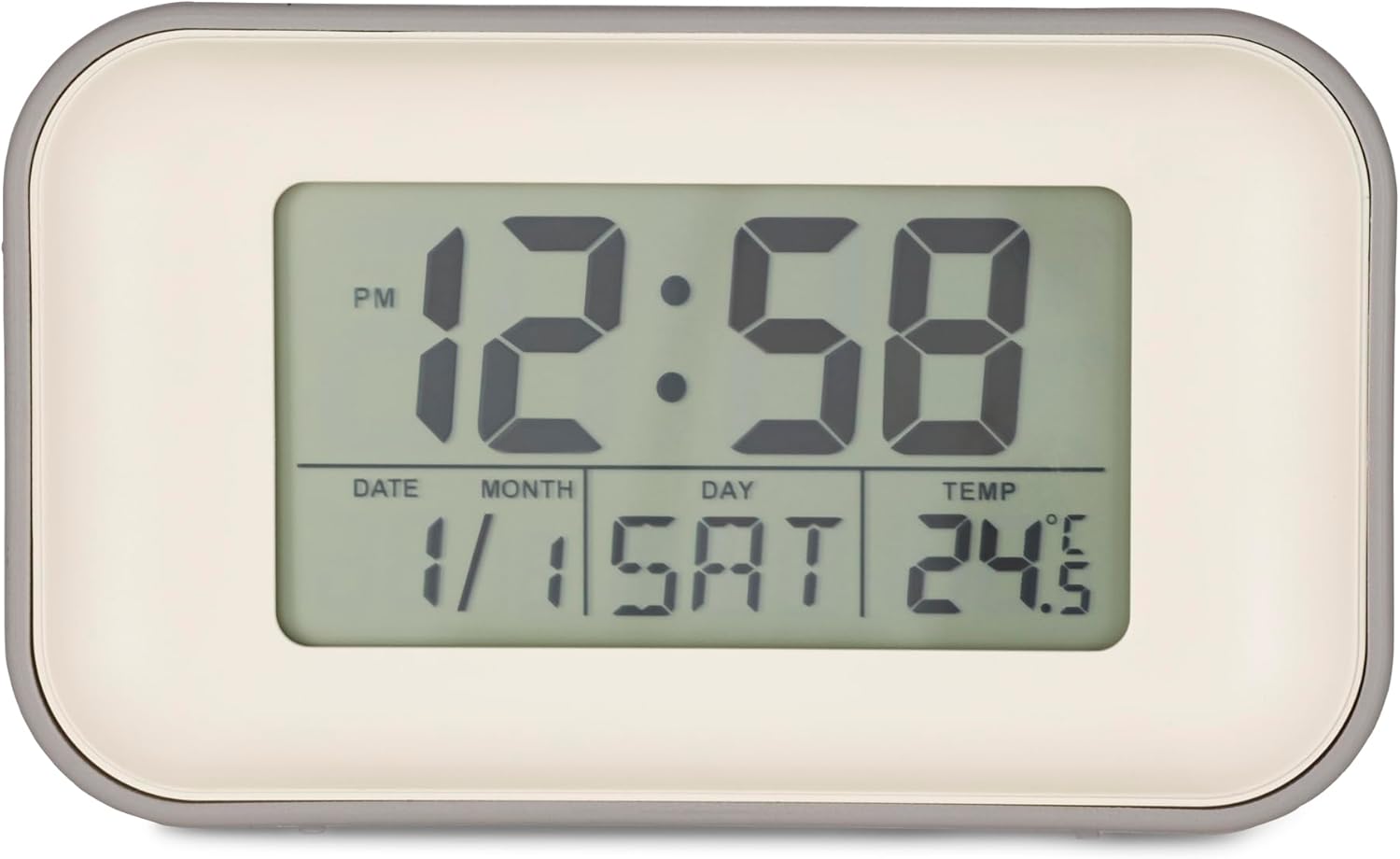 Acctim Alta Retro Digital Alarm Clock Crescendo Alarm Date & Temperature Display Owl Grey