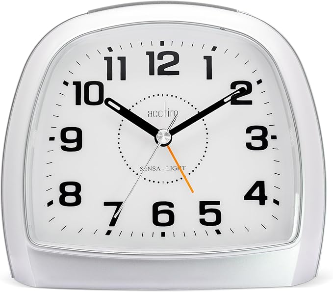 Acctim bentima Sensa-Light 3 14697 Silver Alarm Clock Non Tick Night Display