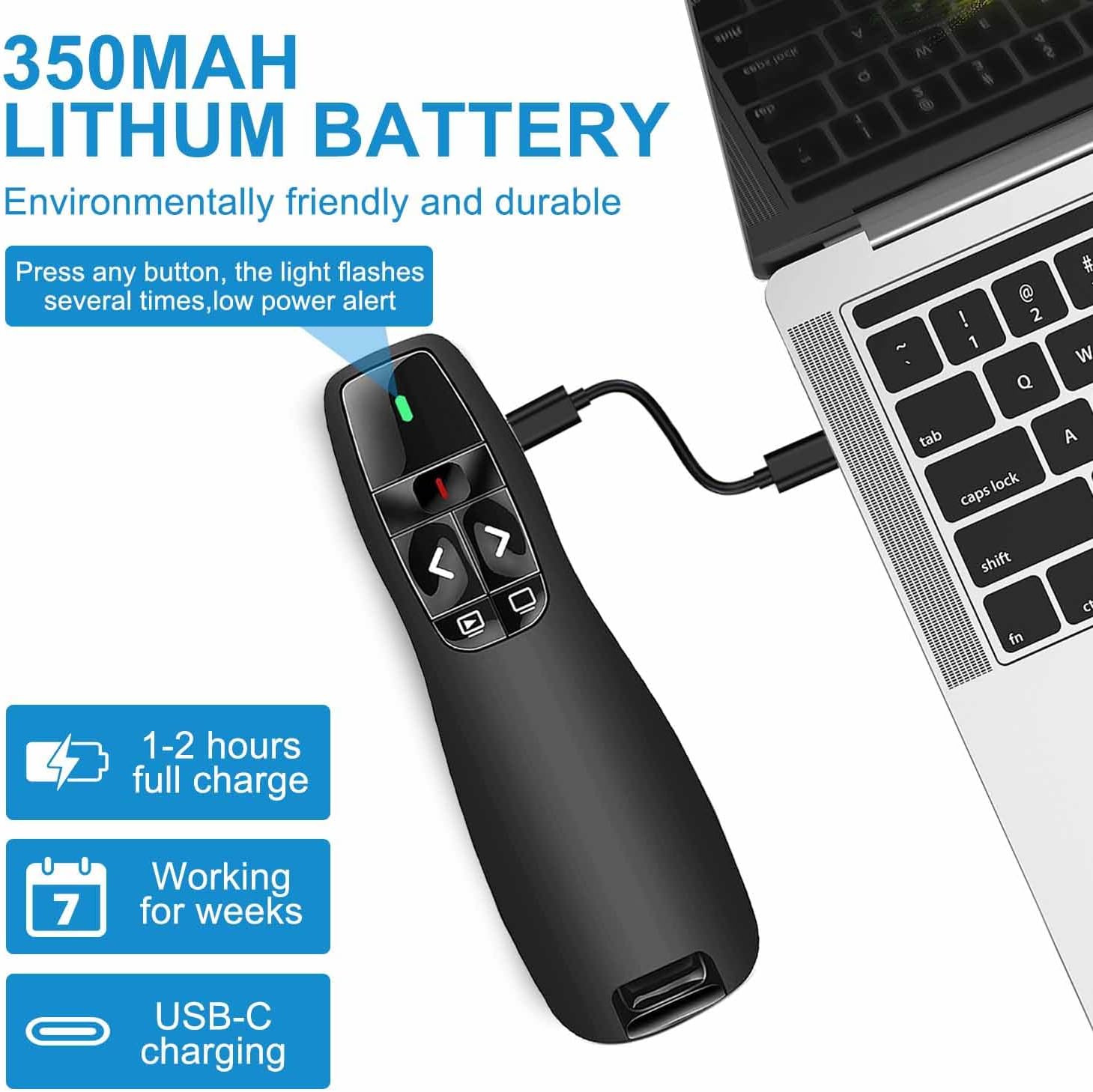 VOVIGGOL USB/Type-C 2 in 1 Rechargeable Wireless Presenter Clicker