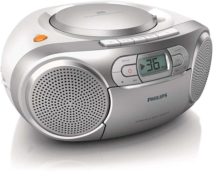 Radio CD estéreo portátil Philips Reproductor de casete FM Batería de red | AZ127
