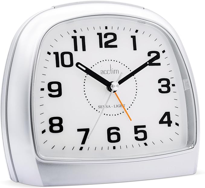 Acctim bentima Sensa-Light 3 14697 Silver Alarm Clock Non Tick Night Display