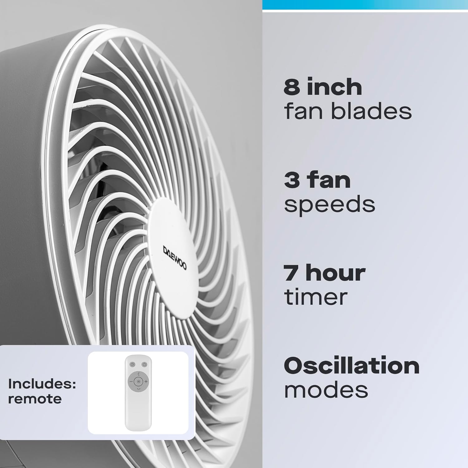 Daewoo 8” Desktop Air Circulator Fan – COL1638