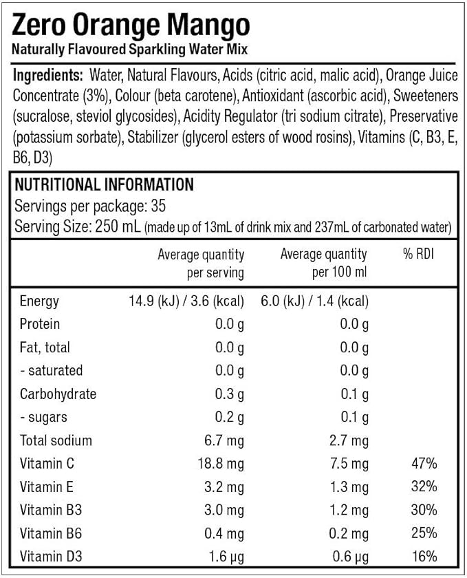 SodaStream Zero Orange and Mango Syrup - 440ml