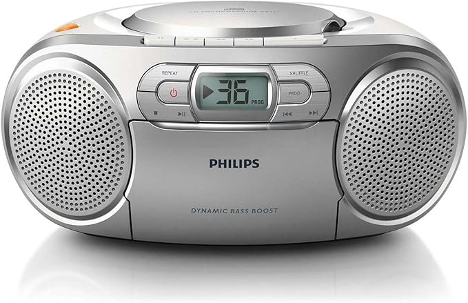 Radio CD estéreo portátil Philips Reproductor de casete FM Batería de red | AZ127