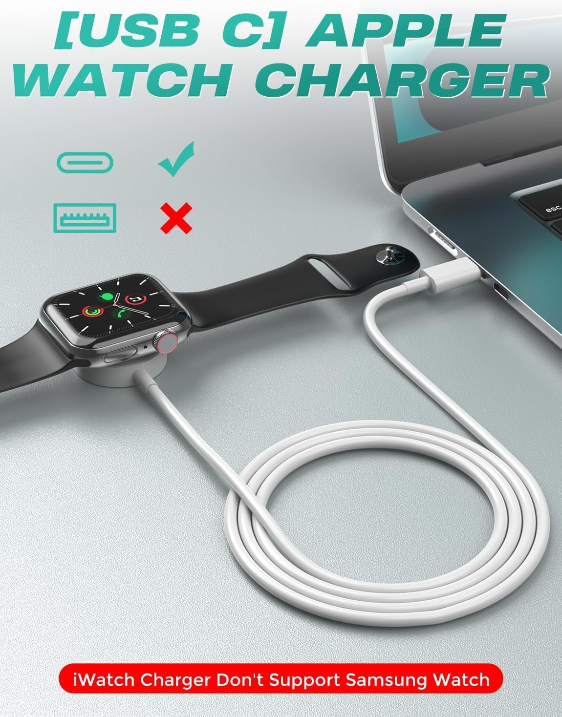 Amasuki 2 Pack USB C Magnetic Charger To iWatch