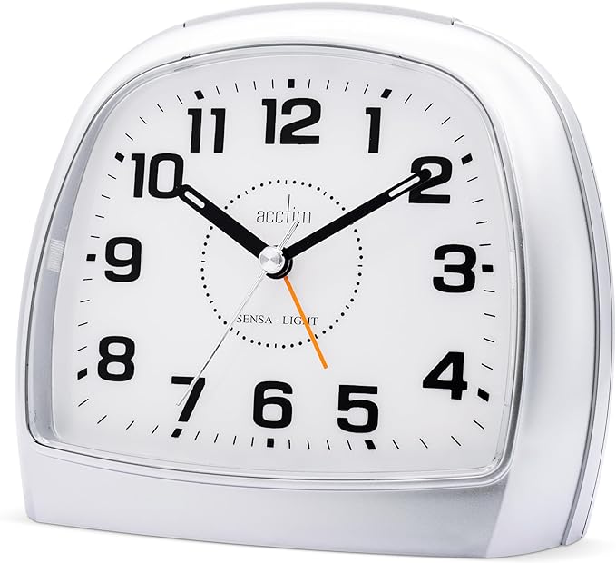 Acctim bentima Sensa-Light 3 14697 Silver Alarm Clock Non Tick Night Display
