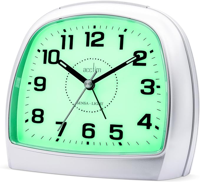 Acctim bentima Sensa-Light 3 14697 Silver Alarm Clock Non Tick Night Display