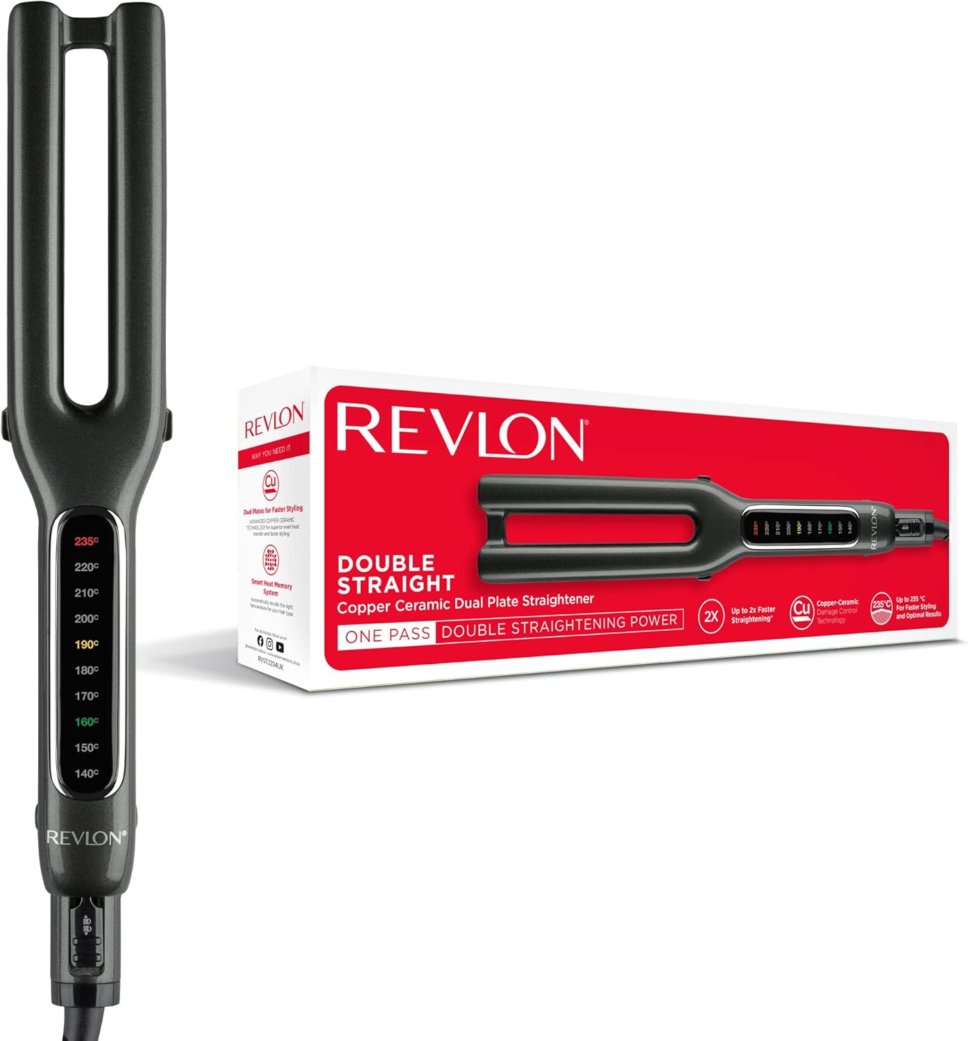 Revlon Double Straight Copper Ceramic Dual Plate Straightener | RVST2204UK