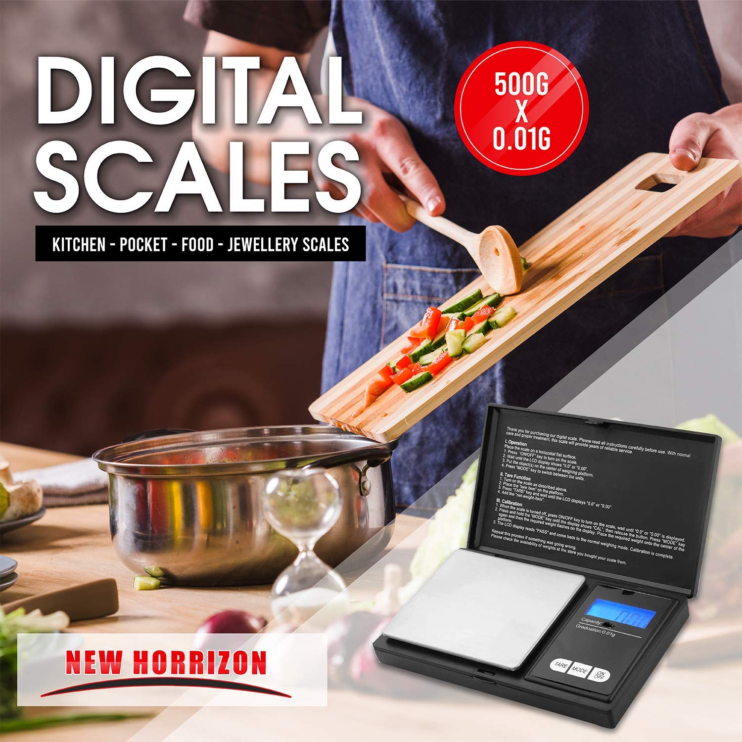New Horizon Digital Pocket Scales 0.01g x 500g