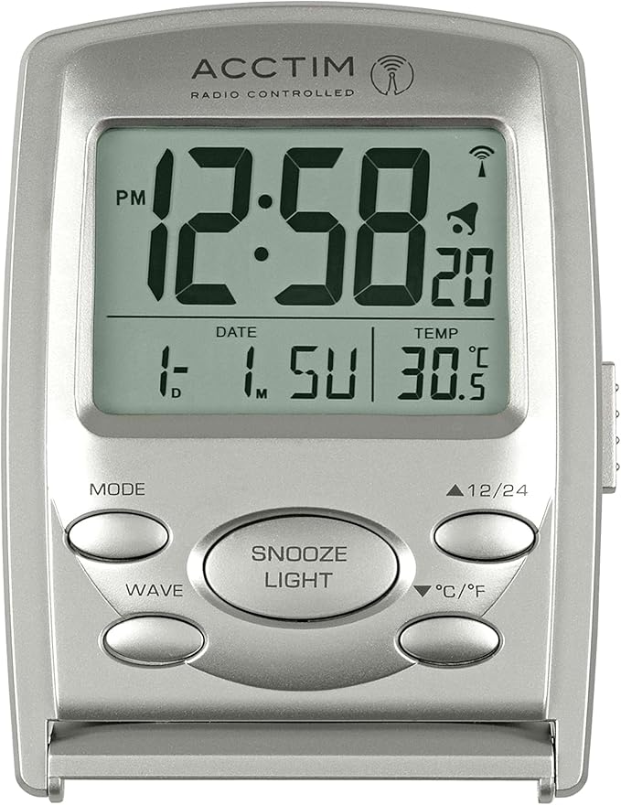 Acctim 71707 Vista MSF Radio Controlled Multi Function LCD Travel Alarm Clock