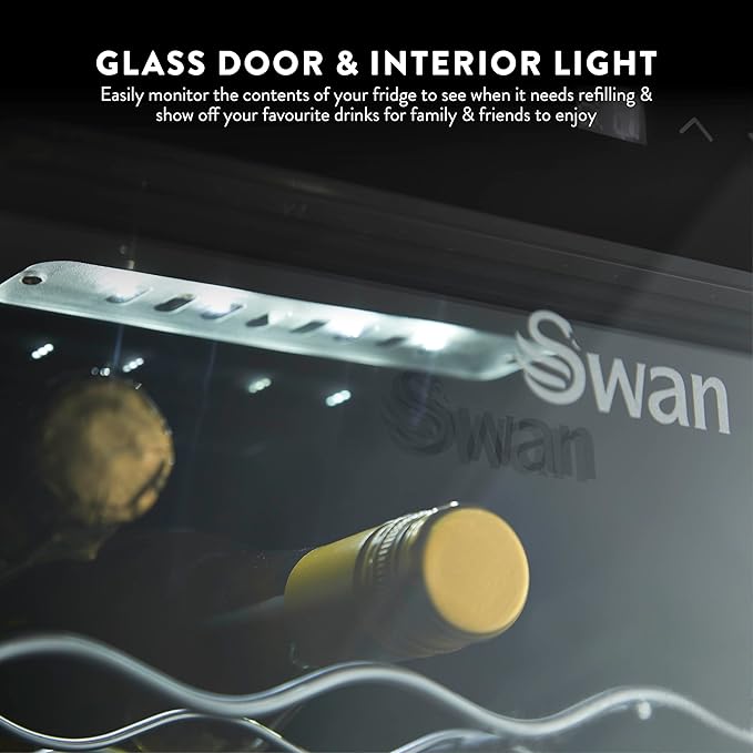 Swan 34 Bottle Glass Fronted Wine Cooler | SR12040BN