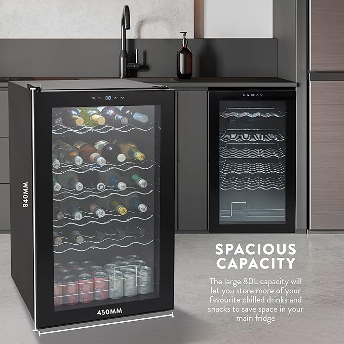Swan 34 Bottle Glass Fronted Wine Cooler | SR12040BN